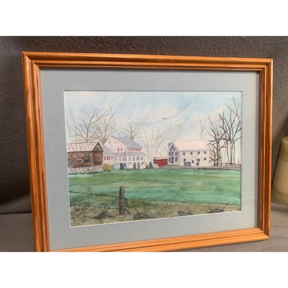 Original Watercolor Painting Rissers Mill Signed by Anna Ruth Enders Frame Wall - Picture 10 of 10